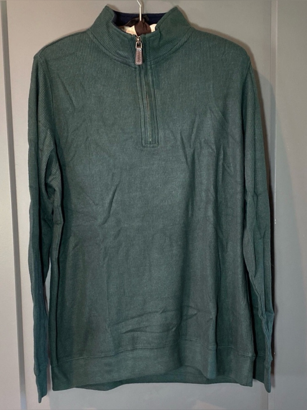 Mens Green Quarter Zip Long Sleeve Pullover Sweater Tailorbyrd Small